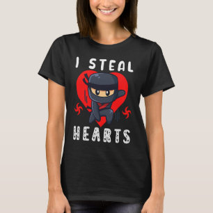 cute I Steal Hearts Ninja Boys Valentines Day kids T-Shirt