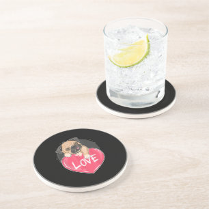 Cute I Steal Hearts Pug   Valentine Day Gift Coaster