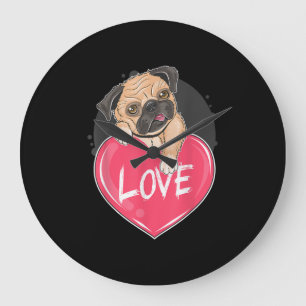 Cute I Steal Hearts Pug Valentine Day Gift Large Clock