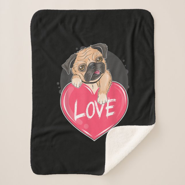 Cute I Steal Hearts Pug | Valentine Day Gift Sherpa Blanket (Front)