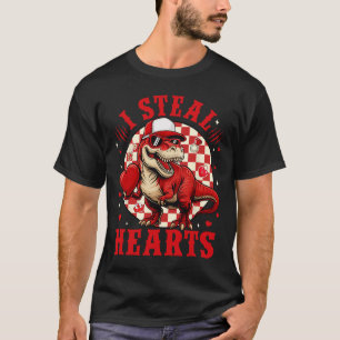 Cute I Steal Hearts Valentine Boys Dinosaur Holdin T-Shirt