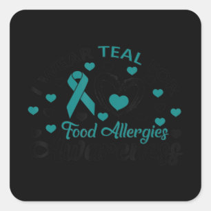 Cute I Teal For Food Allergies Awareness Gift T-Sh Square Sticker