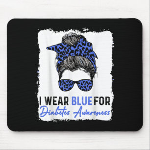Cute I Wear Blue For Diabetes Awareness, Leopard M Mouse Pad