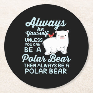 Cute Ice Bear A Polar Bear Lover Round Paper Coaster