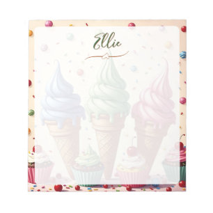 Cute Ice cream and cupcakes Personalised  Notepad