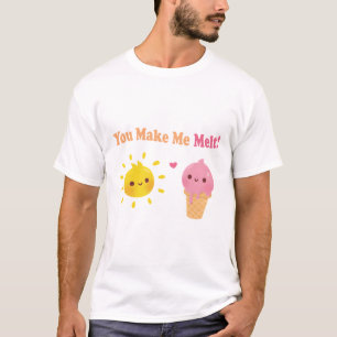Cute Ice Cream and Sun You Make Me Melt Pun T-Shirt