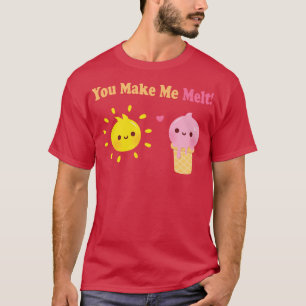 Cute Ice Cream and Sun You Make Me Melt Pun T-Shirt