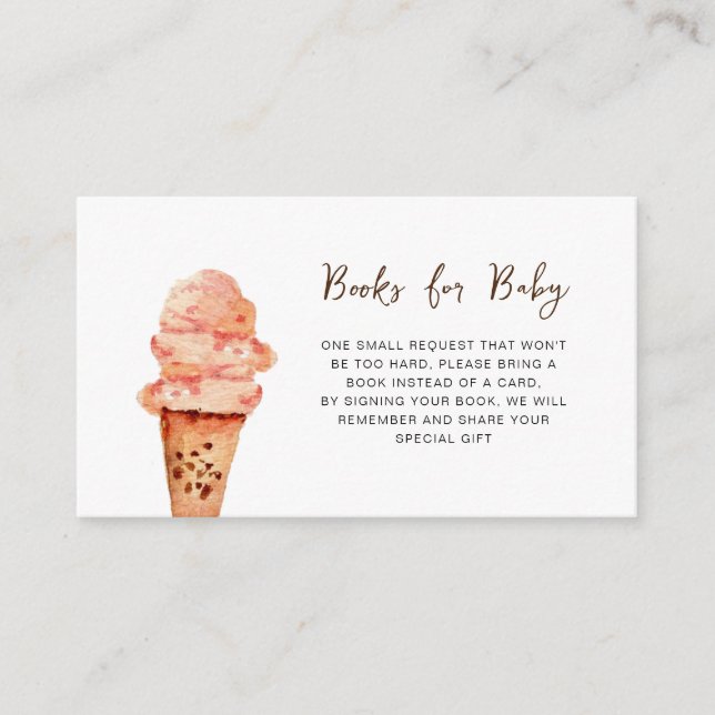 Cute Ice Cream Baby Shower Book Request Enclosure Card (Front)
