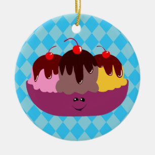 Cute Ice Cream Bowl Ceramic Tree Decoration