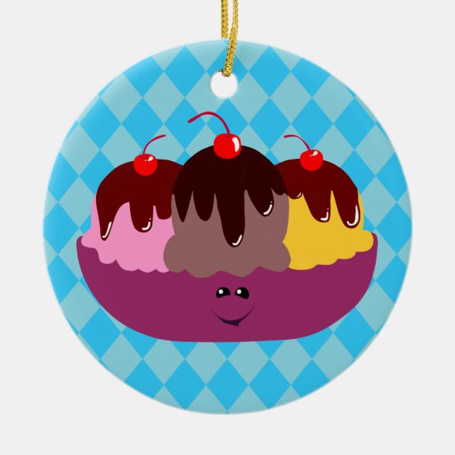 Cute Ice Cream Bowl Ceramic Tree Decoration (Front)