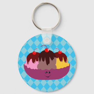 Cute Ice Cream Bowl Key Ring