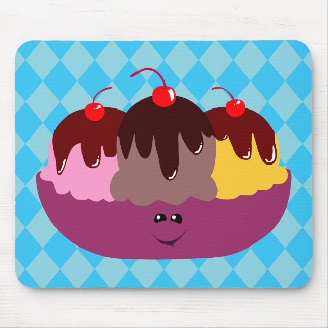 Cute Ice Cream Bowl Mouse Pad (Front)