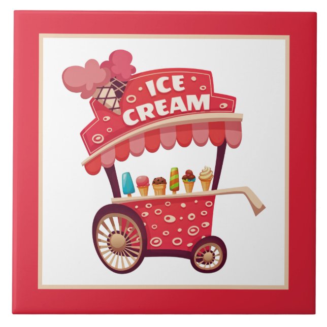 cute ice cream cart decor tile (Front)
