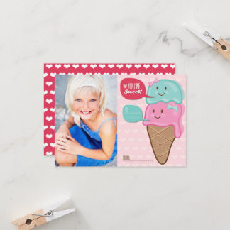 Cute Ice Cream Classroom Kids Valentine Photo Invitation