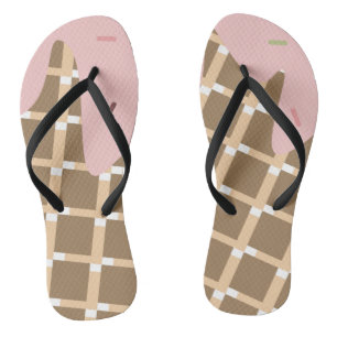 Cute Ice Cream Cone and Dripping Sprinkles Pattern Jandals