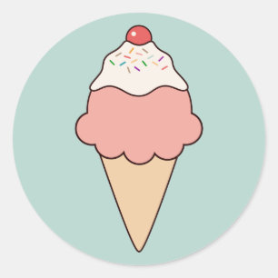 Cute Ice Cream Cone Classic Round Sticker