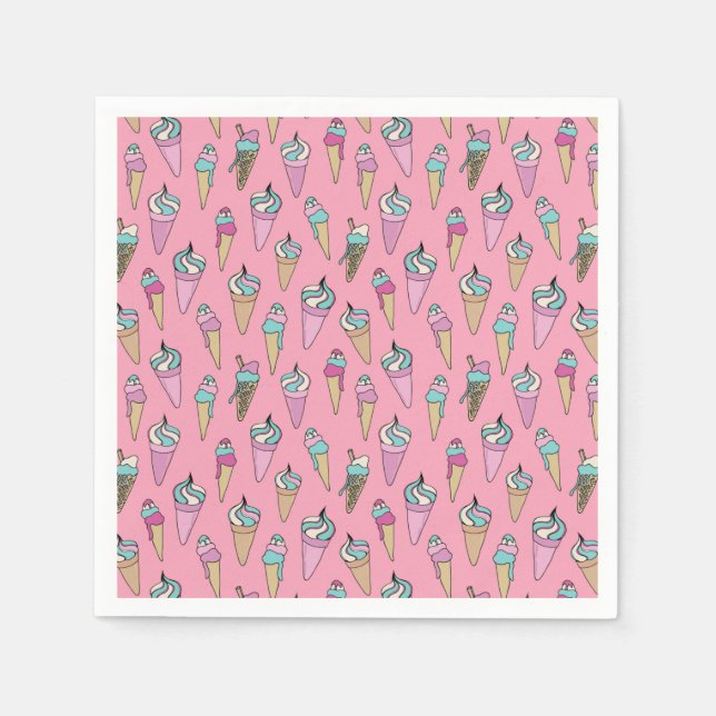 Cute Ice Cream Cone kids pattern Napkin (Front)