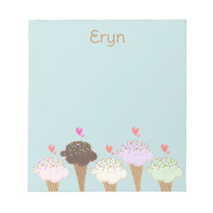 Cute Ice Cream Cone Label Notepad