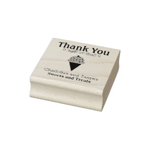 Cute Ice Cream Cone Logo Thank You Business Rubber Stamp