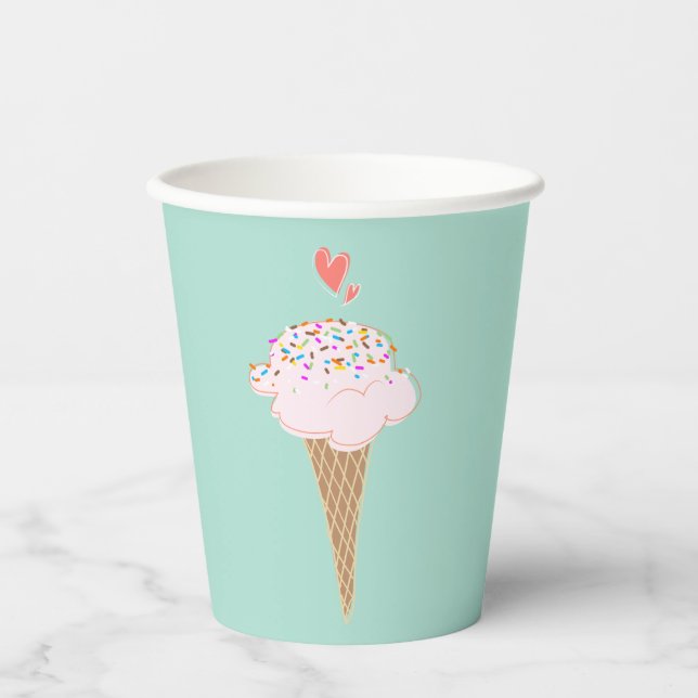 Cute Ice Cream Cone   Paper Cups (Front)