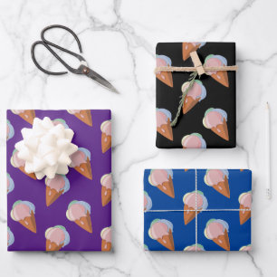 Cute Ice Cream Cone Pattern Wrapping Paper Sheet