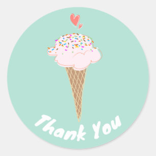 Cute Ice Cream Cone  Thank You Classic Round Sticker