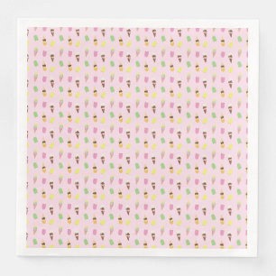 Cute Ice Cream Cones, Popsicle Ice Blocks on Pink Napkin
