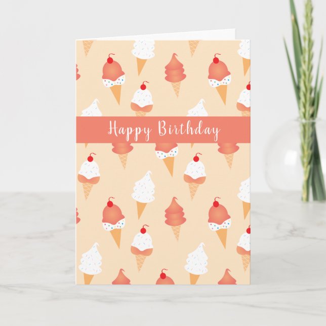 Cute Ice Cream Cones With Sprinkles Pattern Card (Front)