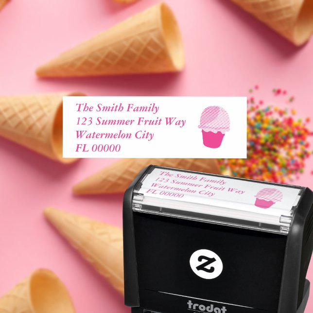 Cute Ice Cream Custom Return Address Self-inking Stamp (Love ice cream cones? Add you raddress to this self inking stamp)