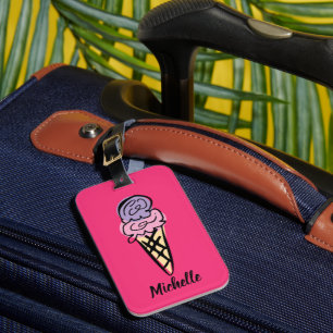 Cute ice cream doodle personalised travel luggage tag