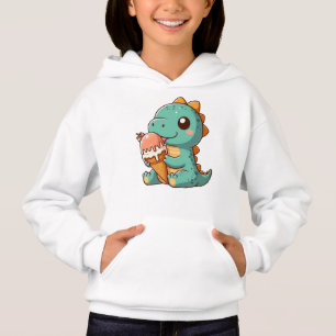 Cute ice cream eating dino