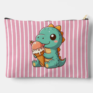 Cute ice cream eating dino accessory pouch