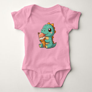 Cute ice cream eating dino baby bodysuit