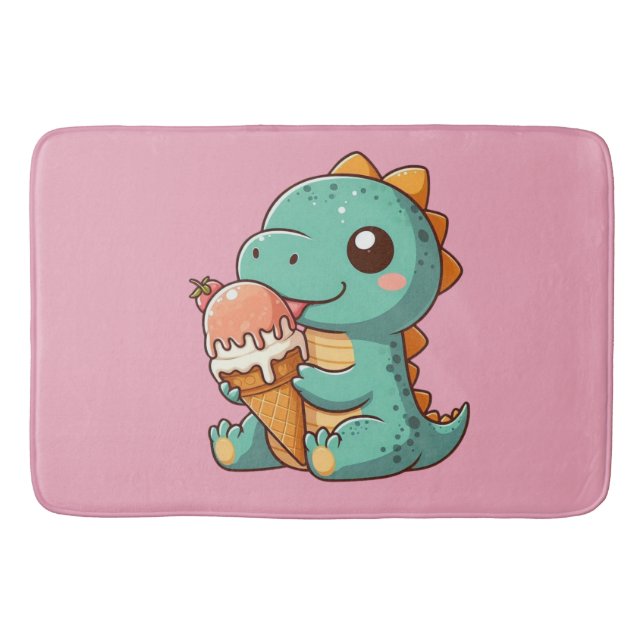 Cute ice cream eating dino bath mat (Front)