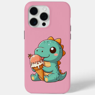 Cute ice cream eating dino iPhone 15 pro max case