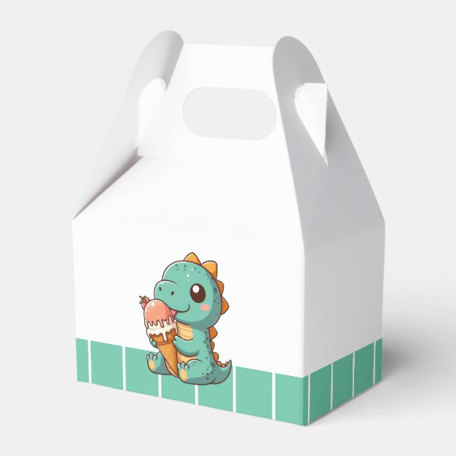 Cute ice cream eating dino favour box (Front Side)