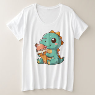 Cute ice cream eating dino plus size T-Shirt