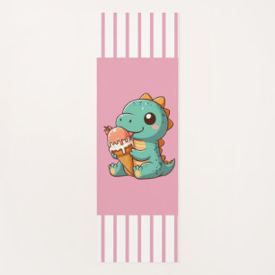 Cute ice cream eating dino yoga mat