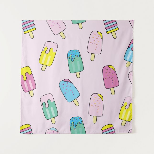 Cute ice cream: fruit pattern. tapestry (Front)