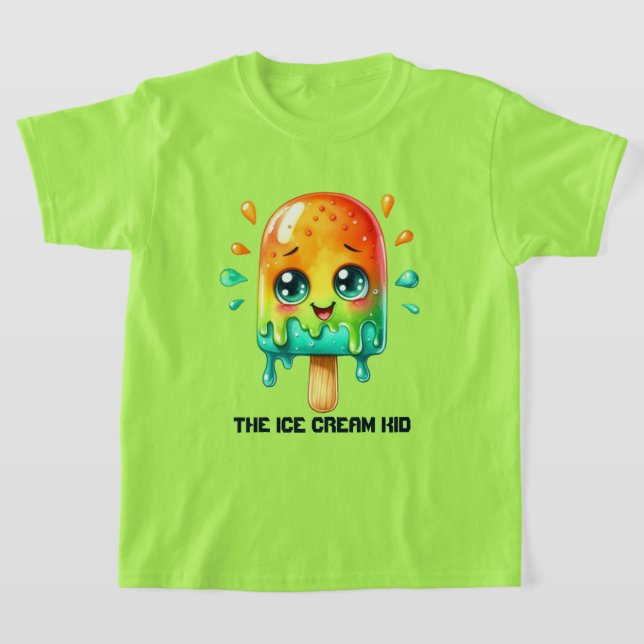 Cute ice cream kid customisable  T-Shirt (Laydown)