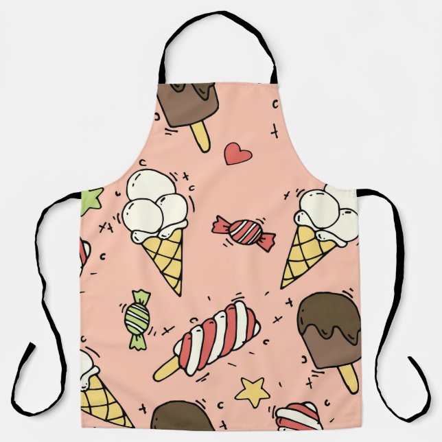 Cute Ice Cream & Lollipops: Seamless Apron (Front)