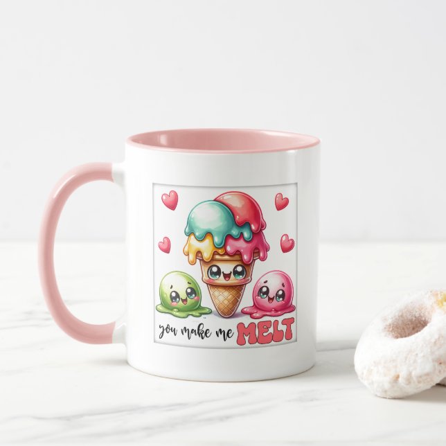 Cute ice cream love word art  mug (With Donut)