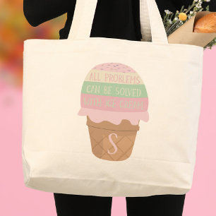 Cute Ice Cream Monogrammed Jumbo Tote Bag