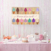 Cute Ice Cream Party Baby Girl 2 Years Birthday