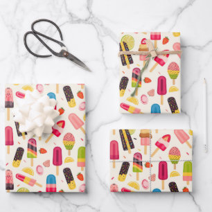 Cute ice cream party pattern  wrapping paper sheet