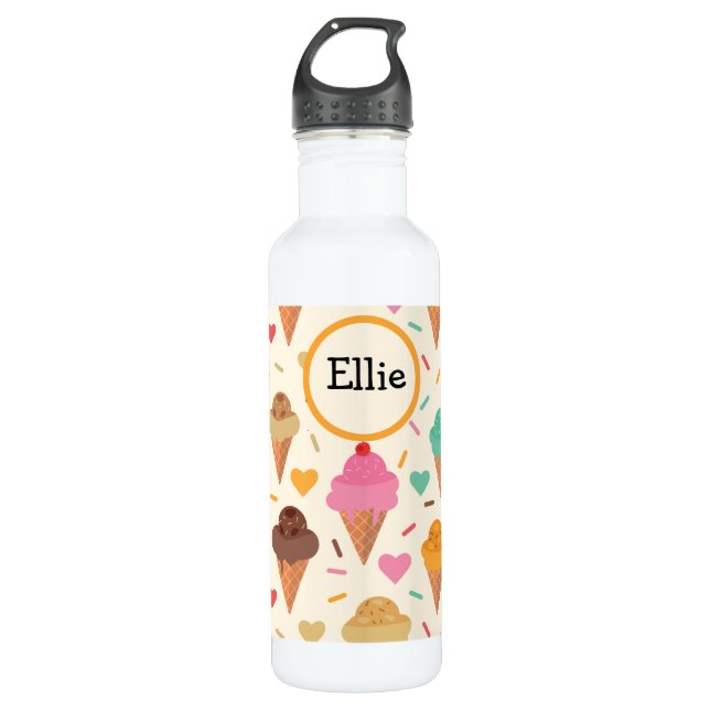 Cute Ice Cream Pattern Custom personalised  710 Ml Water Bottle (Front)