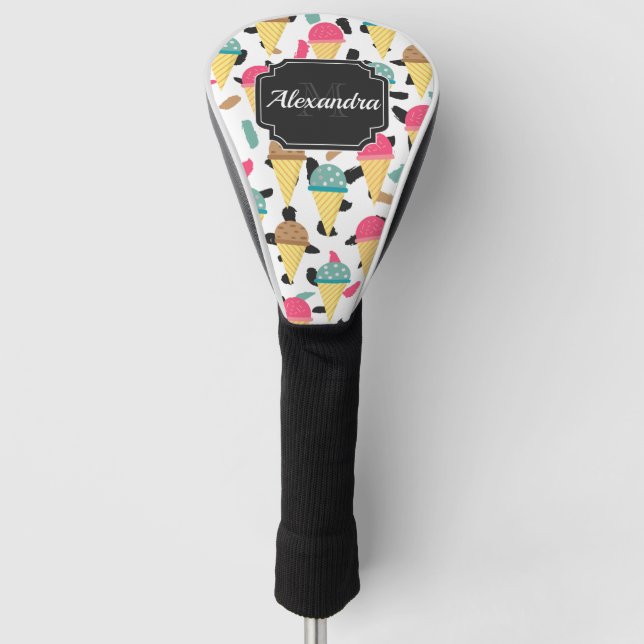 Cute Ice Cream Pattern Golf Head Cover (Front)