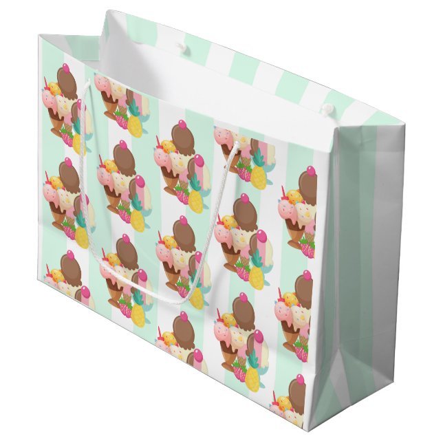 Cute Ice Cream Pattern Large Gift Bag (Front Angled)