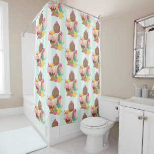 Cute Ice Cream Pattern Shower Curtain
