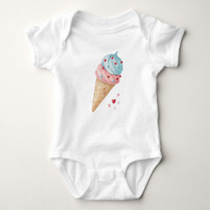 Cute ice cream pink and blue color baby bodysuit